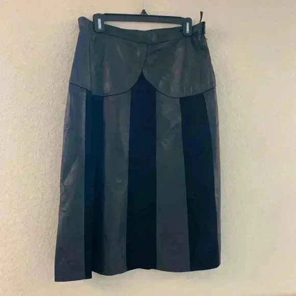 Dresses & Skirts - Beautiful  real vintage leather and suede midi skirt. Size 46 in European size